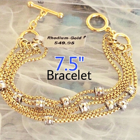 Bracelet Chain Gold Silver Toggle - Picture 1 of 7